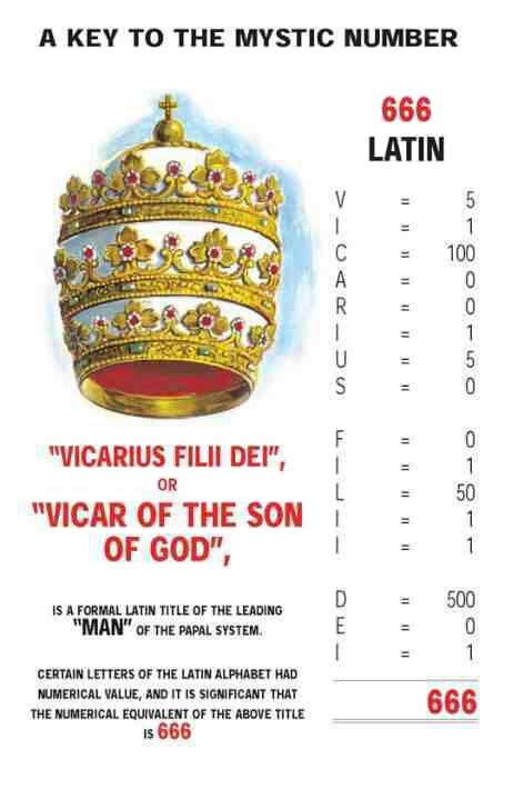 The pope's title “Vicar of the Son of God” in Latin is Vicarius