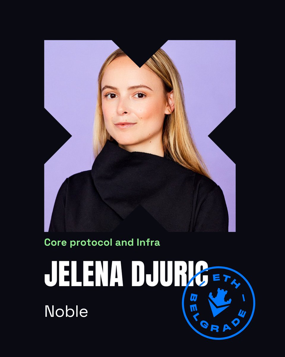 🚨 NEW SPEAKER ANNOUNCEMENT

We're stoked to welcome @jelenaaa____, co-founder and CEO of @noble_xyz, as a speaker at ETH Belgrade 2024.

Prior to her work on Noble, Jelena served as a core contributor to a number of blockchain protocols, including Cosmos, Dfinity, and Celo.