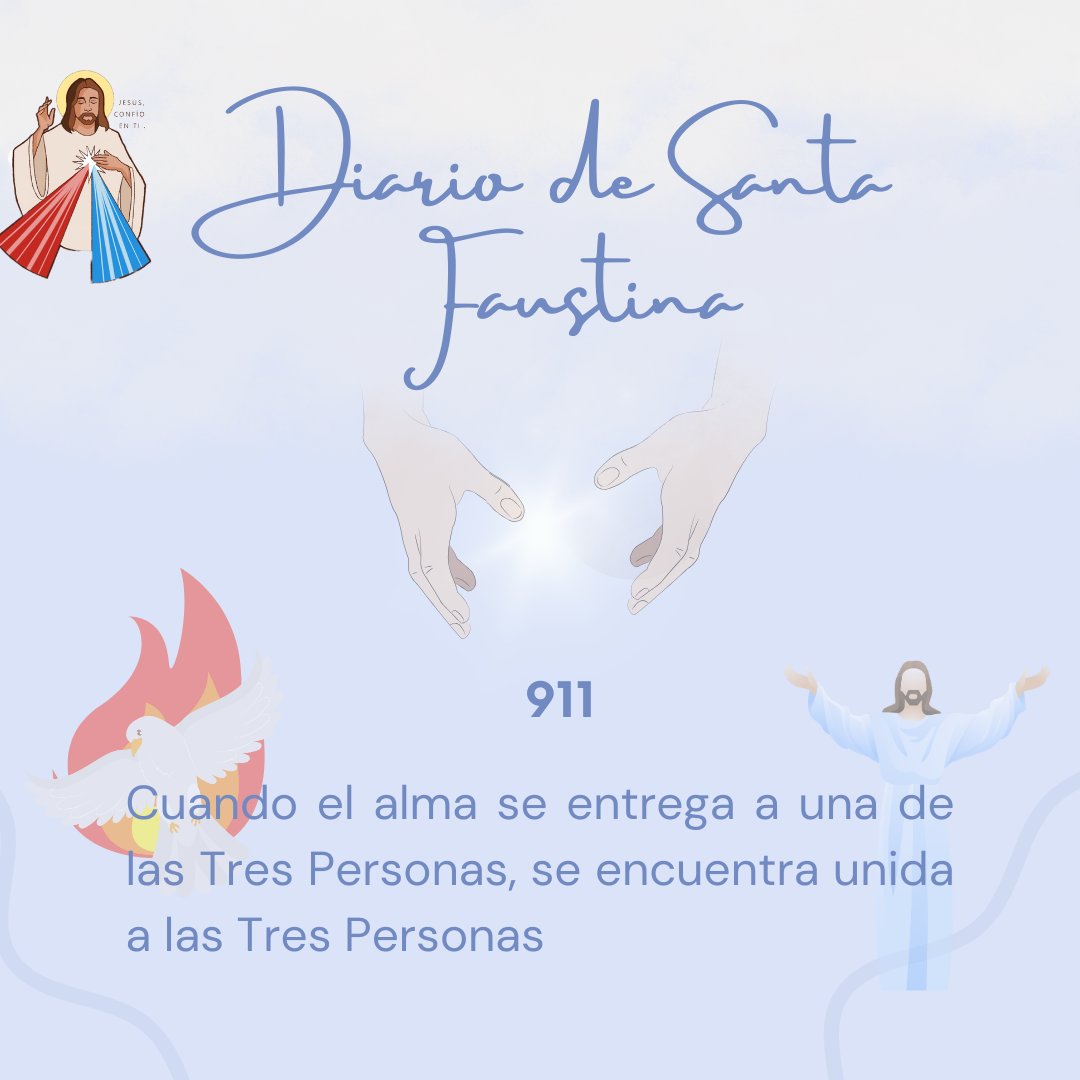 Hoy es #Domingo de la #SantisimaTrinidad, con esta frase del Diario de #santaFaustina os deseamos un feliz día de la #SantisimaTrinidad.