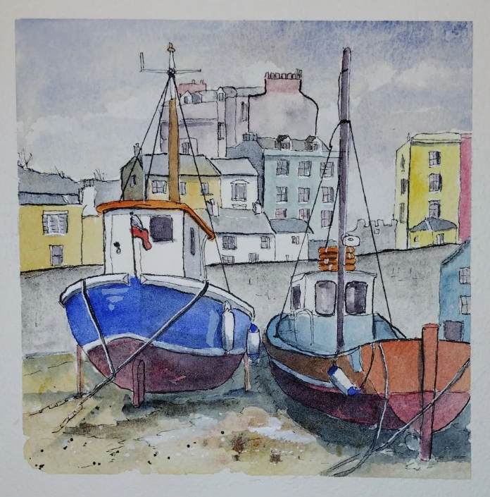 Tenby
After a long wet cycle ride over the Easter break we made it to Tenby, and took quite a few (lots and lots) of reference pics. So this may just be the start 🤣 as it didn't go too bad.
#tenby #boats #fishingboats #southwales
#watercolour #watercolor #lineandwash #penandwash