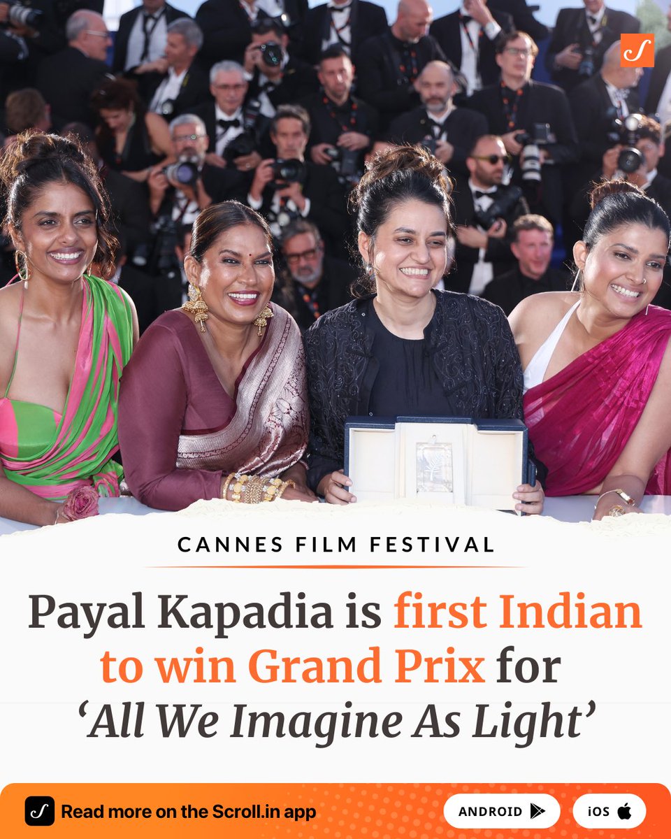 The mainly Malayalam-language, Indian co-production, #AllWeImagineAsLight was the first Indian title to be selected for the prestigious Competition section at Cannes in 30 years after Shaji Karun’s Swaham. scroll.in/reel/1068365/ #CannesFilmFestival