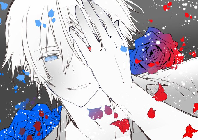 「hair between eyes red flower」 illustration images(Latest)
