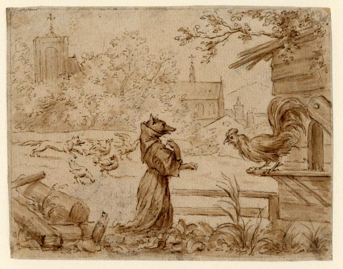 Habited fox (perhaps a Capuchin?) from the Tale of Reynard the Fox, Allaert van Everdingen, c.1636-1675