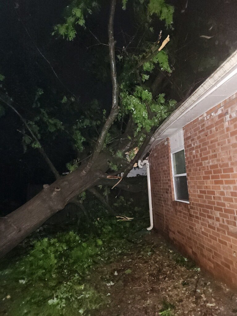 We were hit hard with a multiple tornadoes, our house took two direct hits by trees, and power is out through the area. Trees are uprooted and destroyed as well as homes. Big leak in the master bedroom. God is good, the girls and I are safe. Thank God I didn’t try to tough guy