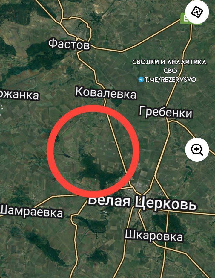 🔴 Kiev region 🔴 About an hour ago, a strike was also carried out to the north-west of Belaya Tserkov. Our Kinzhal aeroballistic missile covered the enemy Command Post (CP).
