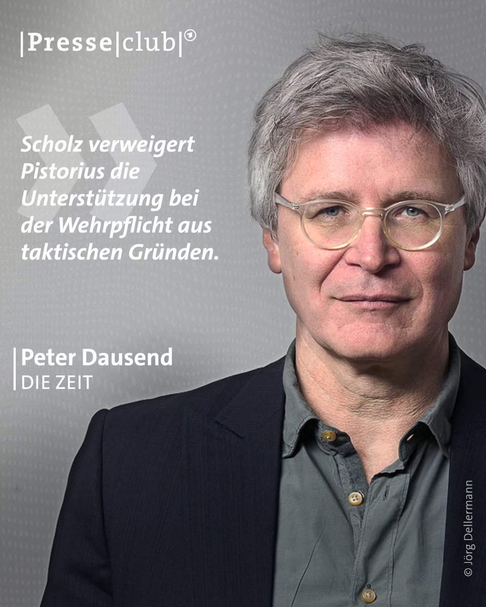 „Der Kanzler nutzt die Wehrpflichtdebatte, um Pistorius die Grenzen aufzuzeigen“, sagt @pdausend. Es sei ein Fehler der SPD gewesen, 'Frieden‘ auf die Wahlplakate zu schreiben. @DIEZEIT #presseclub