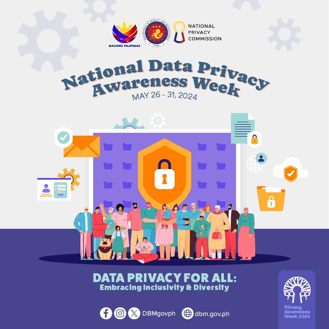 The Department of Budget and Management joins the National Privacy Commission (NPC) in celebrating the National Data Privacy Awareness Week with the theme: “Data Privacy For All: Embracing Inclusivity and Diversity.” 

#PAW2024 #PrivacyAwarenessWeek