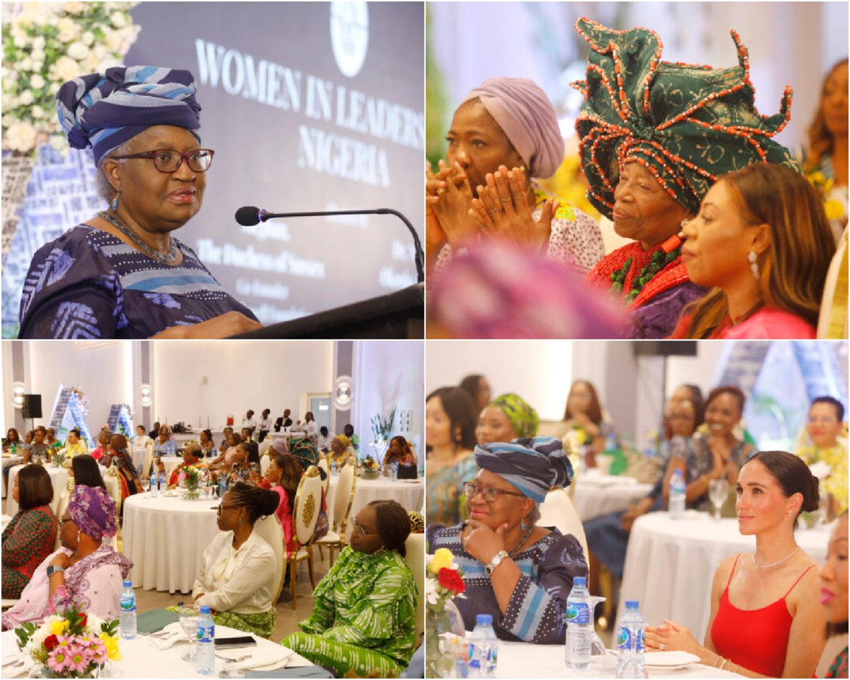 Addressing a room of 50 women from across Nigerian society, politics, business, media and culture, The Duchess and Dr. Okonjo-Iweala touched on the importance of female leadership and empowerment in driving positive change globally. #WomenInLeadershipNigeria #PrincessMeghan