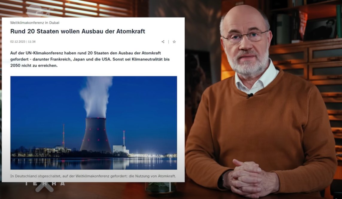 20 Industrieländer wollen nach der Klimakonferenz massiv neue AKW bauen. Das hat Atomkraftgegner Harald Lesch 'irritiert'. Lesch macht also das, was er immer macht: ein 4. Anti-Atomkraft-Video bei #TerraX auf @ZDF. Die 8 #AKWMythen in diesem neuen Video im Schnelldurchlauf: 1/10