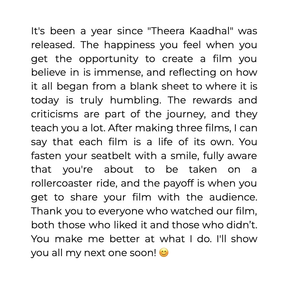 Thank you @LycaProductions for the opportunity.
Thank you @aishu_dil, @Actor_Jai, @SshivadaOffcl, @VriddhiVishal, @actorabdool_lee and the entire cast.