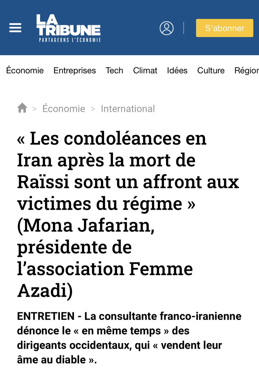 Entretien avec @JafarianMona , La Tribune du Dimanche latribune.fr/economie/inter…