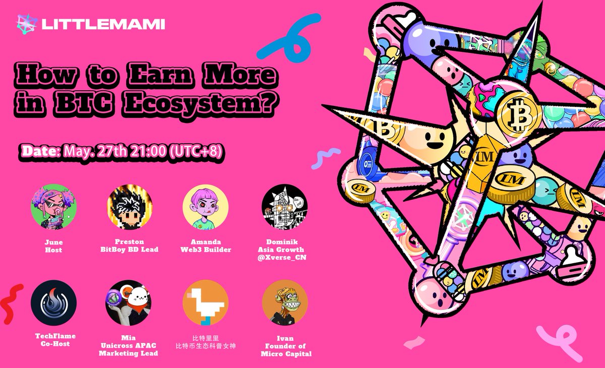 📅Let's talk about how to earn more in #BTC Ecosystem.

⏰ 5.27 21:00 (UTC+8)
🔗 x.com/i/spaces/1kvJp… 
🎁 5 * #BitBoyOne Chapter 1 WL spots #Giveaway 

👇
1. Follow <a href="/BitboyOne/">BitBoy</a> &amp; <a href="/OrdzGames/">Ordz Games</a> &amp; <a href="/Littlemamilabs/">LittleMami</a> 
2. RT and join the space to get more #Giveaway

Thanks <a href="/elwgrich/">elw🐭</a>