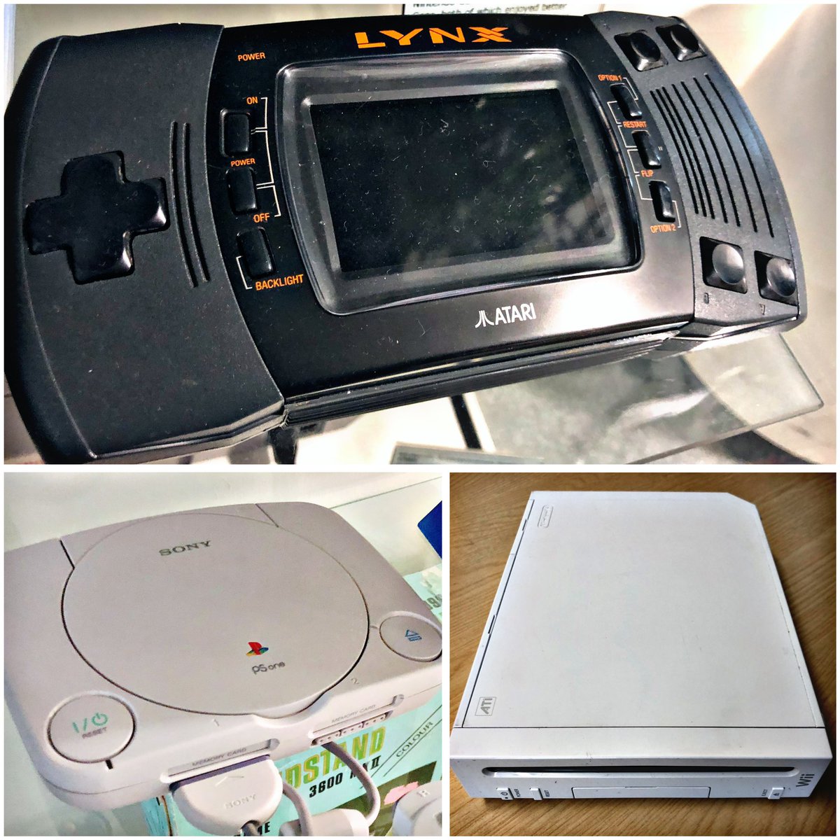 Today’s #RetroTrio offers you the #Atari #Lynx2, #Nintendo #Wii and #Sony #PSone.  Which will you keep, gift to a friend and delete forever? #RetroComputing #ComputerHistory #RetroGaming #VideoGames