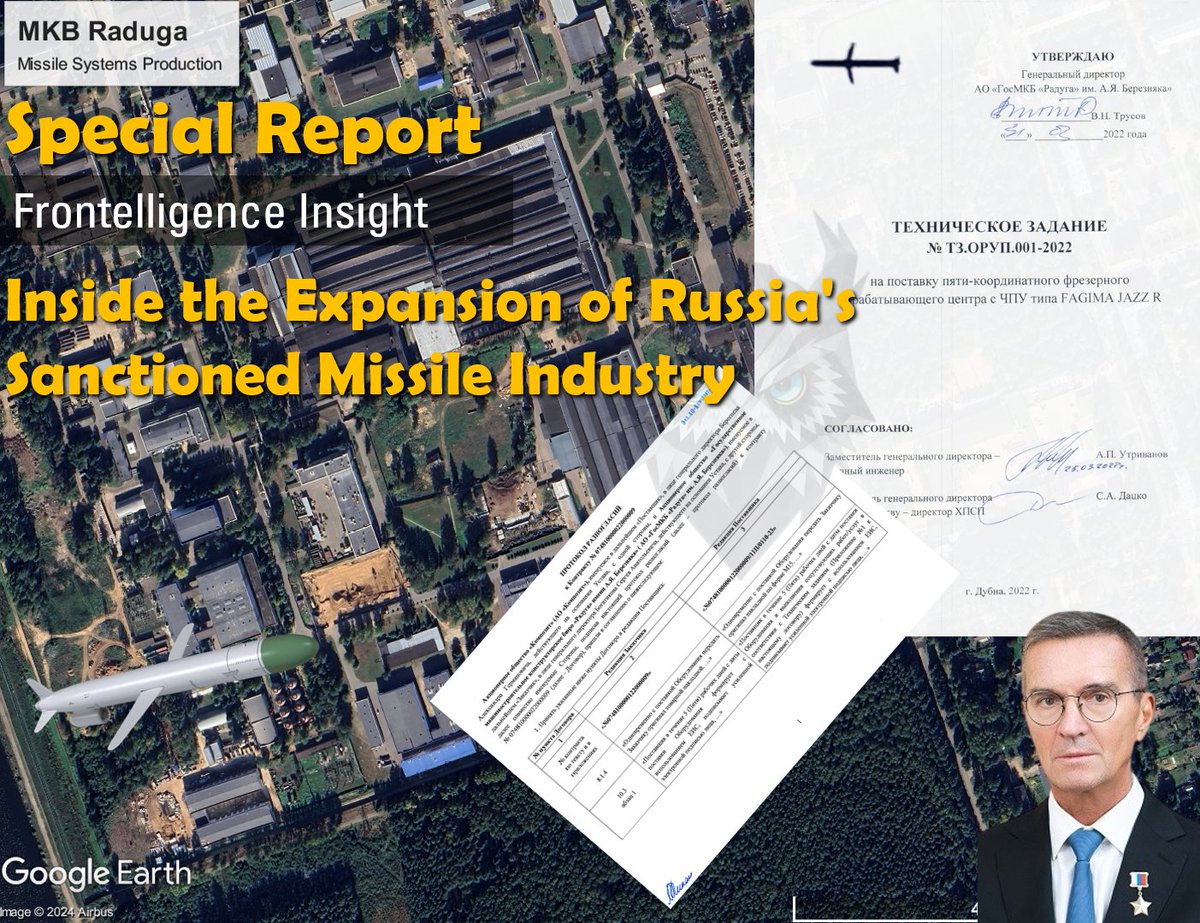 Investigation by Frontelligence Insight reveals that since 2022, despite sanctions, Russian cruise missile manufacturer Raduga has not only continued to operate but also expanded production, thanks to imported Western and Chinese machinery 🧵Thread (Please Like and Share first):