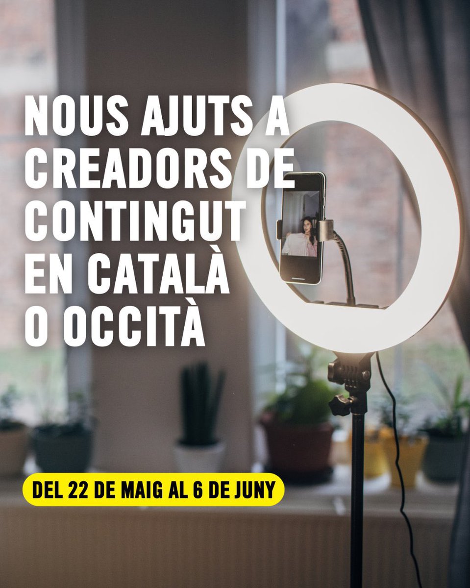 Convocatòria obrerta❗️24 beques per promoure la creació, la publicació, la difusió i la promoció de sèries de vídeos de creadors de continguts per a xarxes socials en català o en occità. 🗓️ Fins al 6 de juny 🖱️gen.cat/ajutsvideoscat…