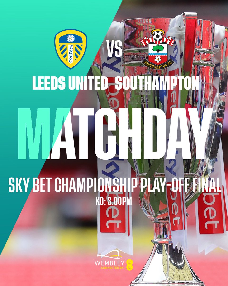 One. Game. Away. 🆚 @LUFC v @SouthamptonFC 🏆 The @SkyBetChamp Play-Off Final 🕒 3.00PM Who will #StepUp? #EFLPlayOffs