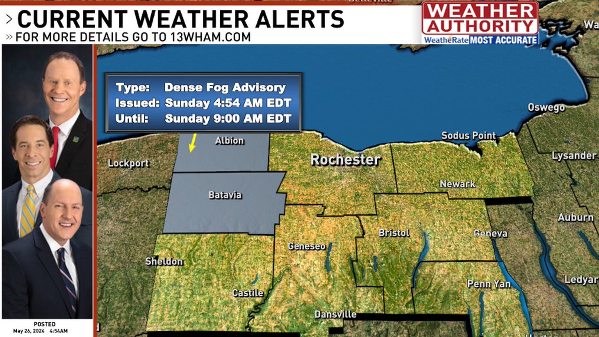 Here are the latest advisories for the area. Please go to 13wham.com/weather for more specific information.