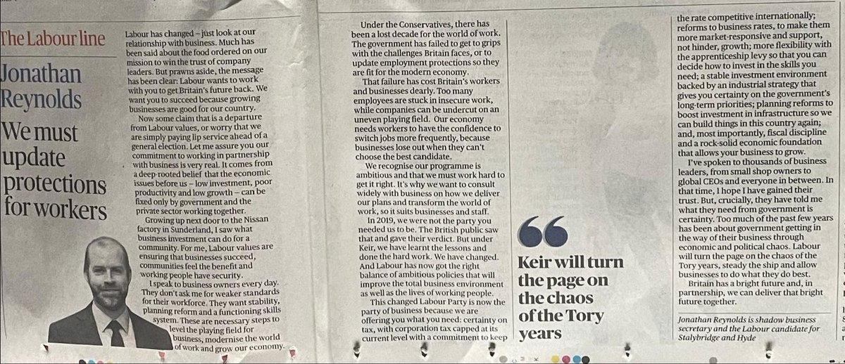 Only a changed Labour Party has the long term serious plan to change Britain and get our economy growing We will stop the chaos, turn the page, and deliver for British businesses Me in @thetimes 👇