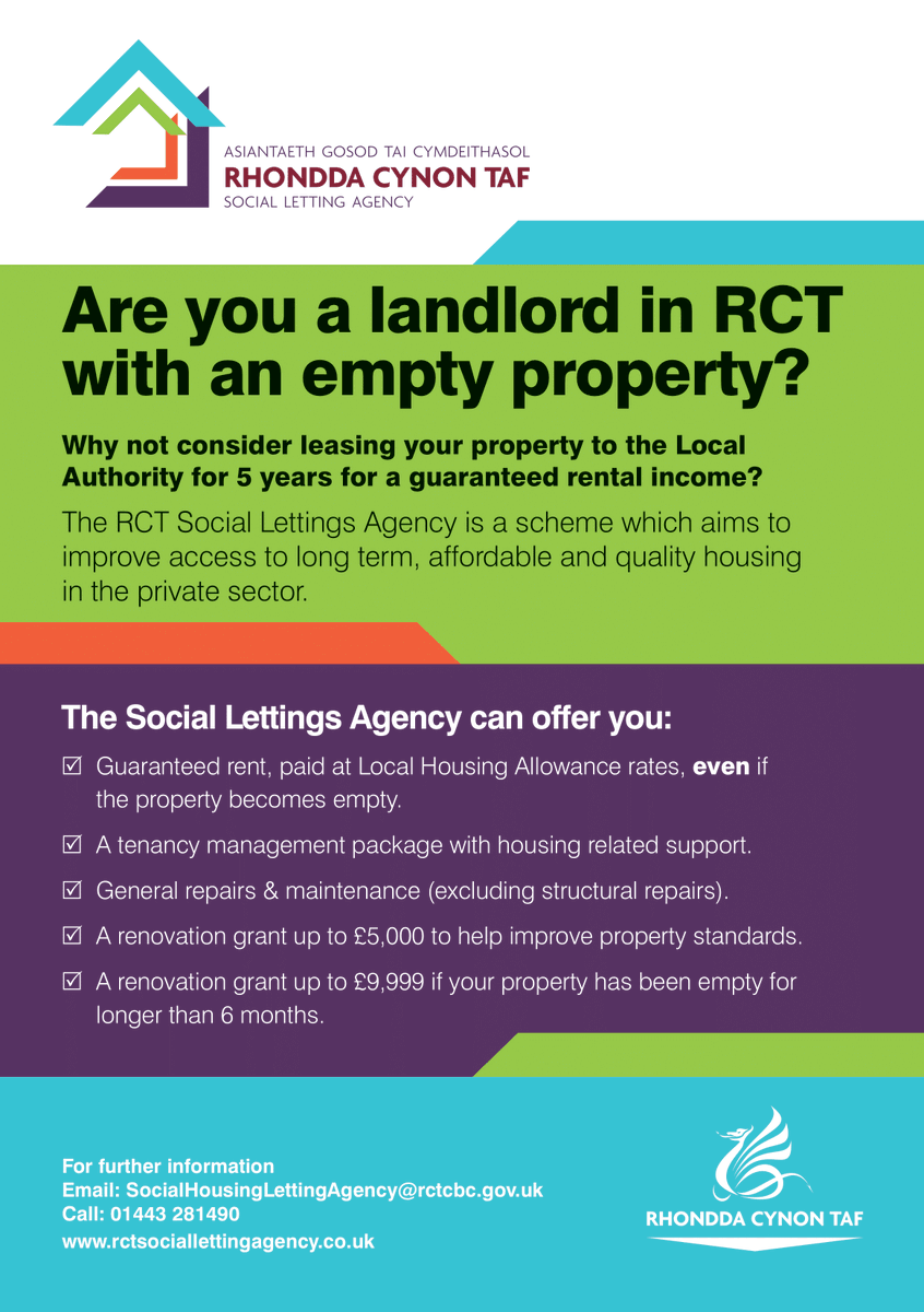 Are you a landlord in RCT? Do you have an empty property to lease? 🏠 Why not consider leasing your property to the Local Authority for 5 years for a guaranteed rental income? More information ➡ orlo.uk/dsqpB