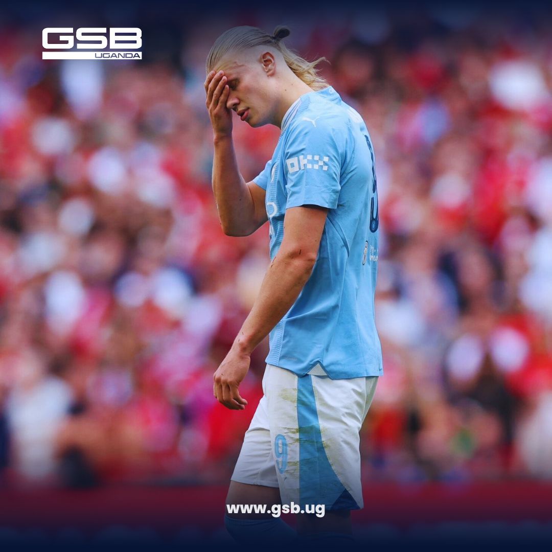 Erling Haaland in the Manchester City jersey: 🏟️ 𝟱 Finals ❌ 𝟬 Goals 🪄 𝟬 Assists. #GSBUganda | #SportsBetting | #FACupFinal | #EmiratesFACup | #MCIMUN