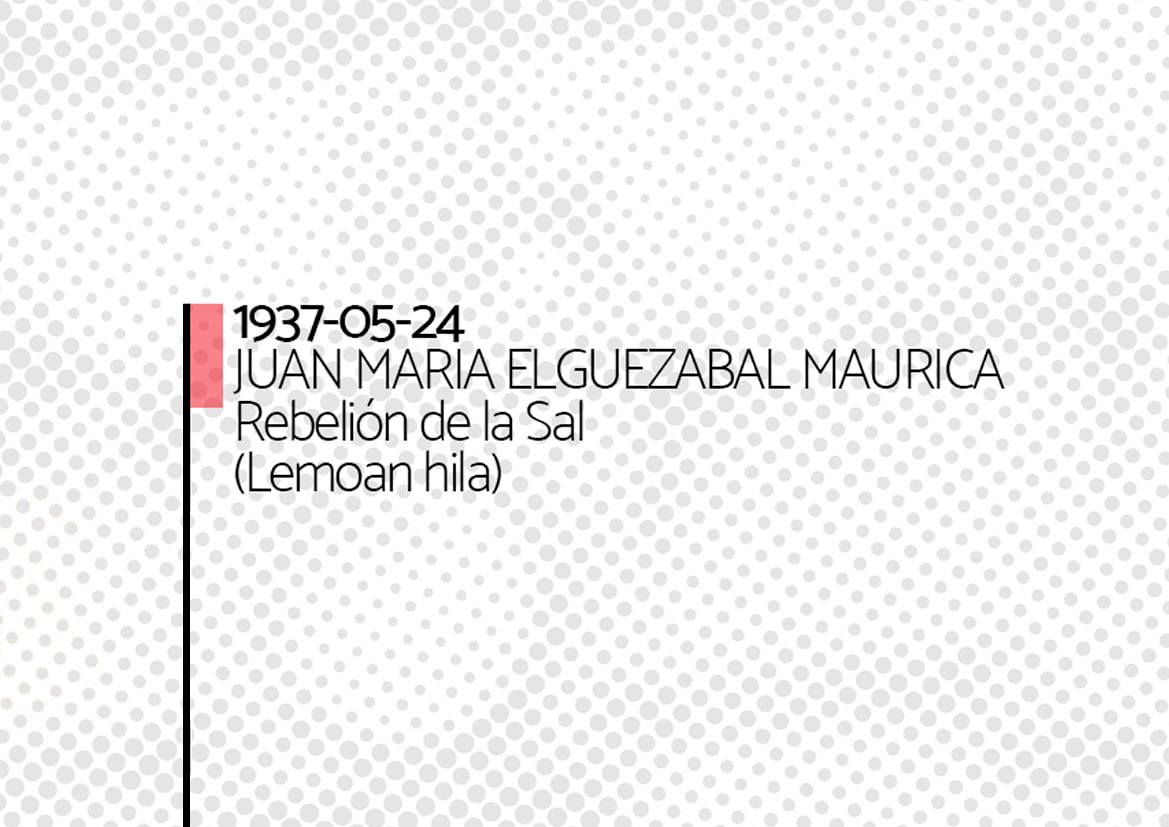 1937ko maiatzaren 24an, Juan Maria Elguezabal Maurica, Rebelión de la Sal batailoiko 26 urteko gudari #mungia-rra, Lemoako frontean hil zen.