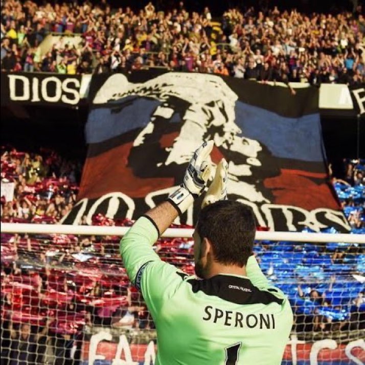 It’s nine years since Julian Speroni’s Testimonial at Selhurst Park. 🧤 Together with @DundeeFC (whose fans were top drawer, by the way), we celebrated a wonderful player and an even better human being. ❤️💙 Manos de Dios forever. 🙌 #CPFC