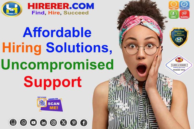 HIRERER.COM,  Unlocking Potential, Empowering Teams - Your Hiring Partner.

visit hiring.hirerer.com to know

#TalentAcquisition #WorkforceExcellence  #TeamBuilding #HumanResources #CareerGrowth #rentahr #outofjob #Hirerer #SmartlyHiring #iHRAssist #SmartlyHR