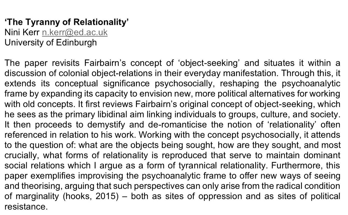 Excited to announce that I've been invited to deliver the keynote @APsyCulSoc & @assoc4psychosoc conference in London! 
Can't wait to share my latest work: ‘The Tyranny of Relationality’ alongside #FakhryDavids

17-18 June
Join us: psychosocial-studies-association.org/conference-202…