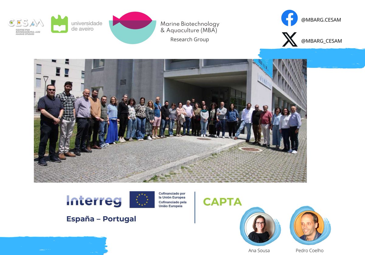 #mbargnews

Our👩‍🔬researchers👨‍🔬 @anaifsousa  & @jpmcoelho  took part in the Plenary Meeting of the Interreg @CAPTAProject: Climate neutrality: blue carbon role in the coast of Portugal and Galicia 🌱🌾🌊#wetlands #bluecarbon #cesam_univ
@CESAM_Univ @UnivAveiro @Xunta @poctep