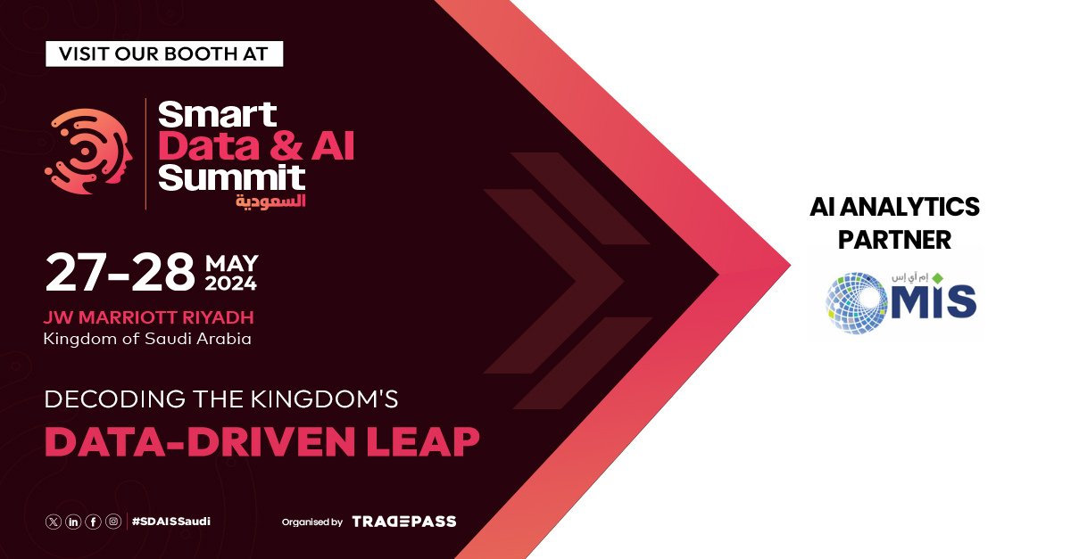MisAlmoammar's tweet image. شركة المعمر لأنظمة المعلومات #MIS هي شريك تحليلات الذكاء الاصطناعي لقمة البيانات الذكية والذكاء الاصطناعي #SDAIS

🔗انضموا إلينا : saudi.smartdataseries.com/sponsor-edm/