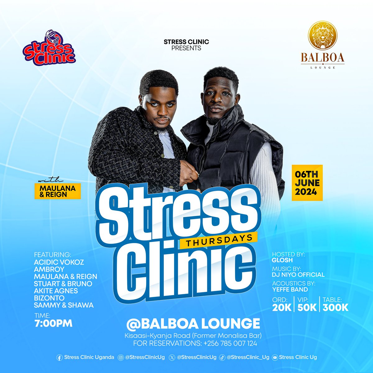 turyakiramyk's tweet photo. Your favorite dose of entertainment is back! 🔥🔥

@StressClinicUg episode 3 presents a unique blend of comedic humor &amp; thrilling entertainment 🔥 featuring live performances by @AcidicVokoz and @iam_ambroy . Happening on Thursday 6th June 2024 at @balboalounge Kisaasi. 
SPFD https://t.co/MwmV7nCYUu