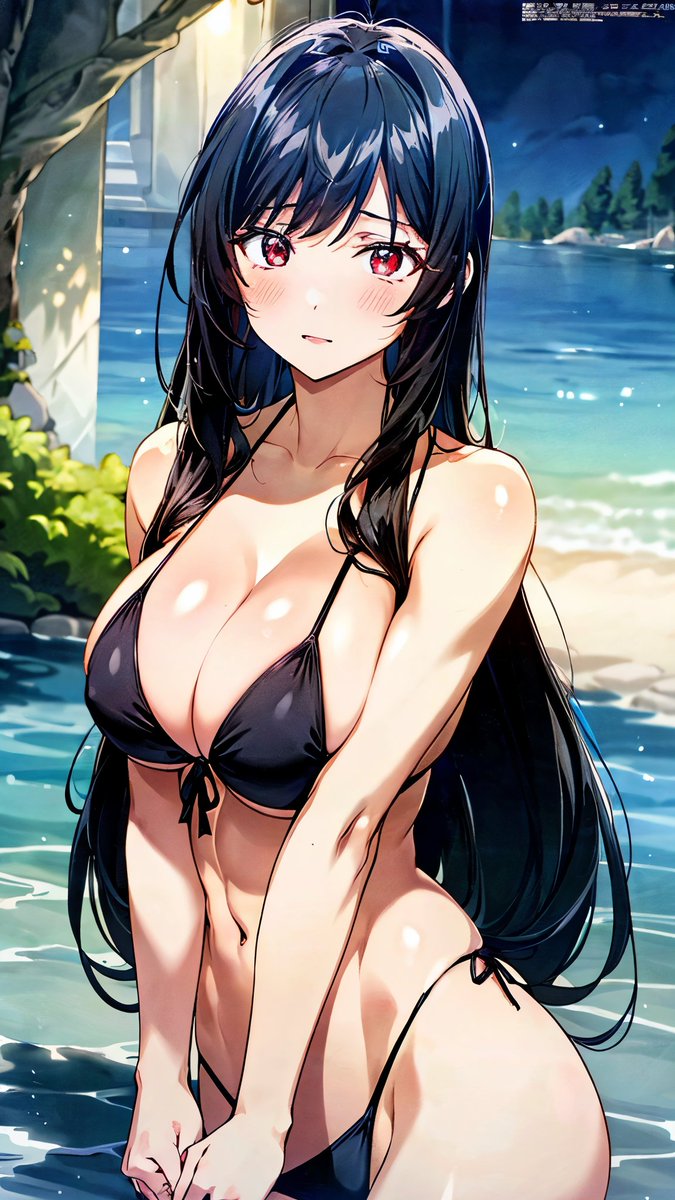 AI_Lady_69's tweet photo. そういえば５月ということはもうすぐ夏ですね！
もうすぐ水着の季節…www
 #AI美女 
#AIイラスト 
#巨乳 
#黒髪 
#２次元
#水着 https://t.co/J85C7I1cWg