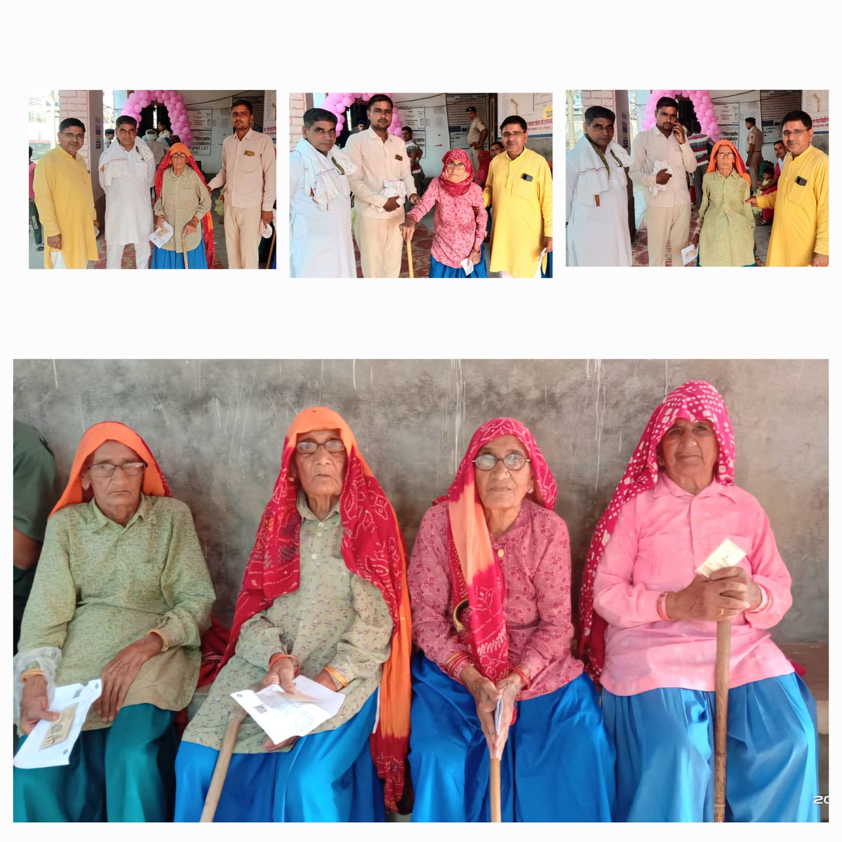 CBCJalandhar's tweet photo. #InspirationalVoters
#PillarsOfDemocracy
#WomenPower

#DeshKaGarv Four #Sisters Phoola Devi 101, Bhagwani Devi 97, Sheokori Devi 95 &amp; Lichhma Devi 91 of #DhaniAkbarpur in #Loharu town of #Bhiwani #Harayna voted together with family members 💐

 #LokSabhaElections2024

@ECISVEEP https://t.co/w175XEZDV9