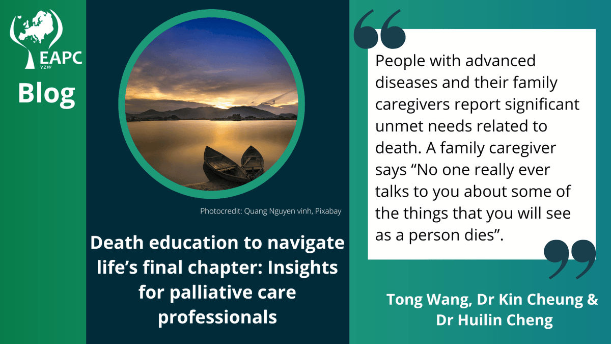 Learn more about death education in this week’s #EAPCblog. Tong Wang, Kin Cheung & Huilin Cheng tell us about their recent scoping review @PalliativeMedJ @cewalshe eapcnet.wordpress.com/2024/05/14/dea…