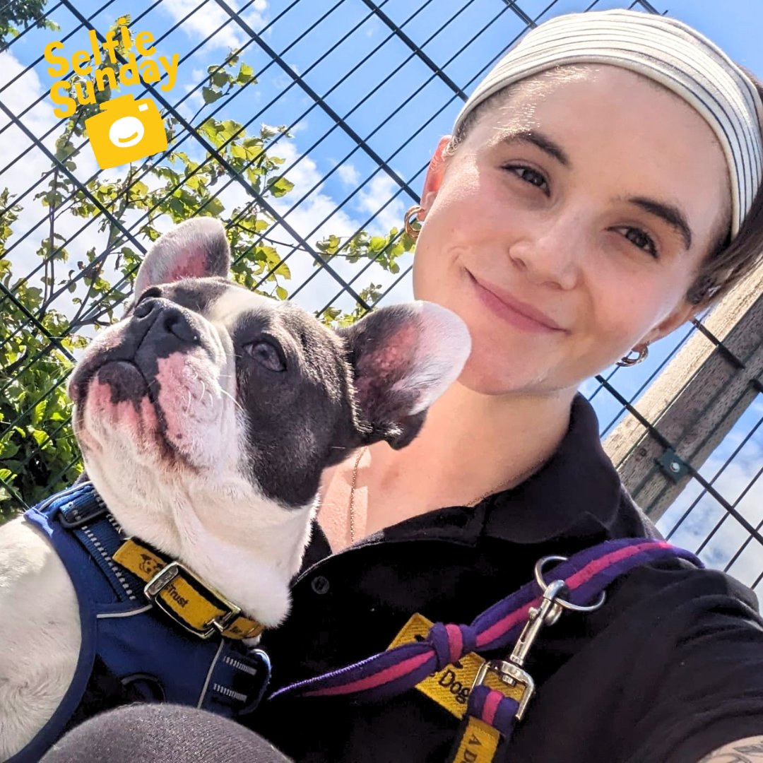 🤳 We love this #SelfieSunday of Maloo and canine carer Dora 💛 They have both been enjoying the sunny weather, but Maloo can't help but look on, as he is still waiting for pawfect match 💞 

#DogsTrust #DogsTrustCardiff #Selfie #Sunday #AdoptMe #Cardiff #Frenchie #Sun