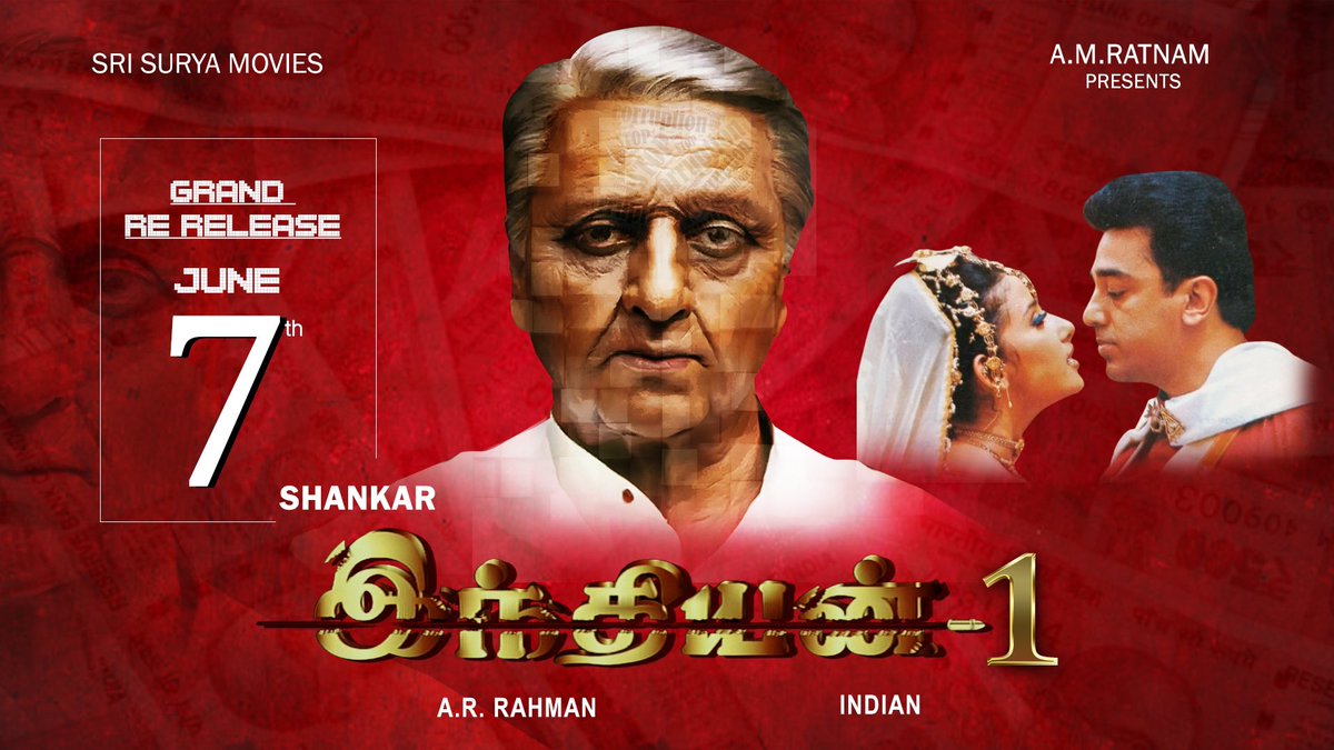 AM Rathnam (@amrathnamofl) on Twitter photo Get ready to re-live the blockbuster experience once again! 🤩
#Bharateeyudu - 1 Re-Release Trailer Out TOMORROW, Stay Tuned!!💥
Releasing worldwide in Telugu & Tamil on June 7th at theatres near you! 🔥
<a href="/ikamalhaasan/">Kamal Haasan</a> <a href="/shankarshanmugh/">Shankar Shanmugham</a> <a href="/arrahman/">A.R.Rahman</a> <a href="/mkoirala/">Manisha Koirala</a> <a href="/UrmilaMatondkar/">Urmila Matondkar</a> Get ready to re-live the blockbuster experience once again! 🤩
#Bharateeyudu - 1 Re-Release Trailer Out TOMORROW, Stay Tuned!!💥
Releasing worldwide in Telugu & Tamil on June 7th at theatres near you! 🔥
<a href="/ikamalhaasan/">Kamal Haasan</a> <a href="/shankarshanmugh/">Shankar Shanmugham</a> <a href="/arrahman/">A.R.Rahman</a> <a href="/mkoirala/">Manisha Koirala</a> <a href="/UrmilaMatondkar/">Urmila Matondkar</a>
