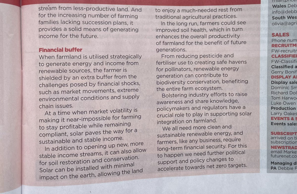 A very one sided piece in @FarmersWeekly but to be expected from a renewable energy and battery storage developer! More balance please Farmers Weekly! @CPRE @tenantfarmers @NFUtweets #solar #landuse #reality #food #uksolaralliance