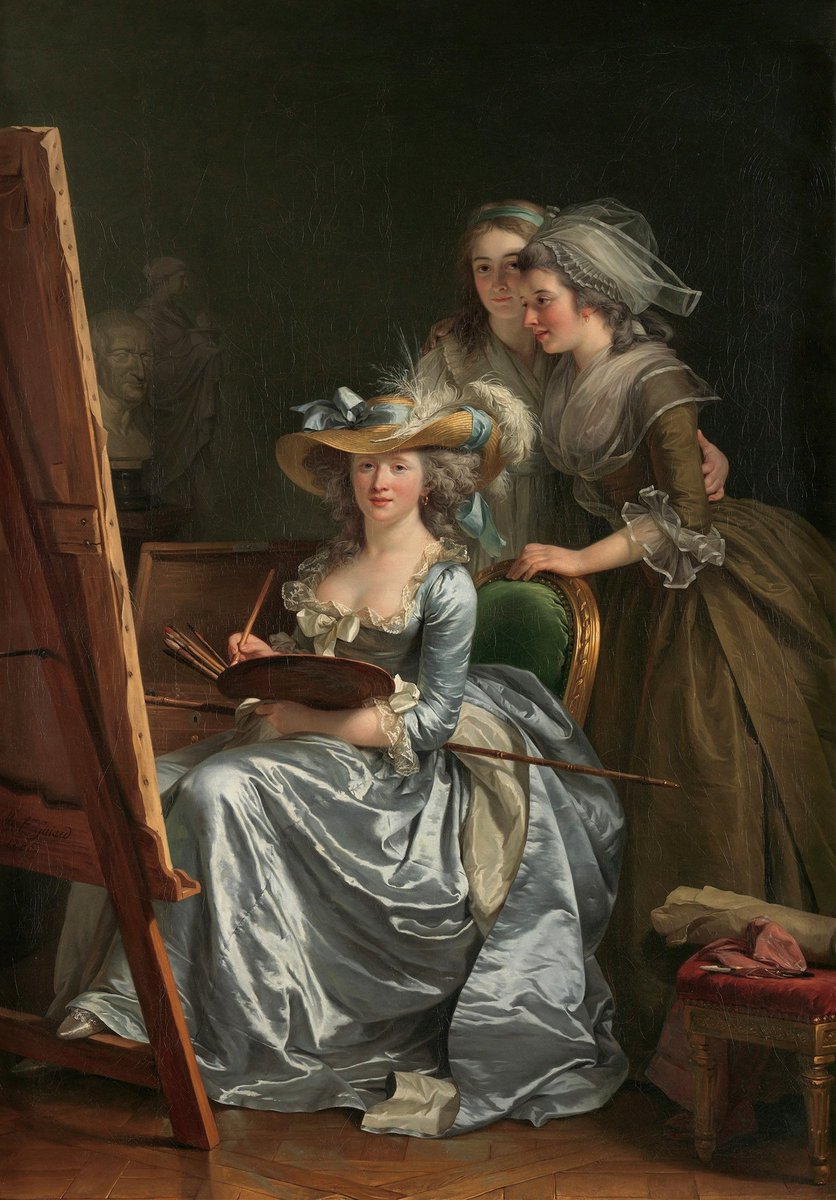 'Self-Portrait with Two Pupils, Marie Gabrielle Capet and Marie Marguerite Carreaux de Rosemond' {1785} By ~ Adélaïde Labille-Guiard