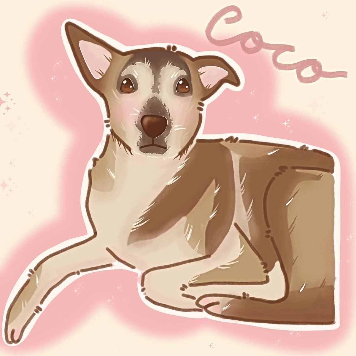 Aydita92's tweet photo. Retrato de mi perrito coco 🐶.
Lo he realizado en procreate con ayuda del mini curso de @HardPeachshop 
Me ha resultado súper difícil porque a parte de que se me da fatal dibujar animales mi perro tiene un pelaje muy especial…Pero seguiré practicando! 😍
#perro  #retrato #ipadM4 https://t.co/H47XUl9Ua8