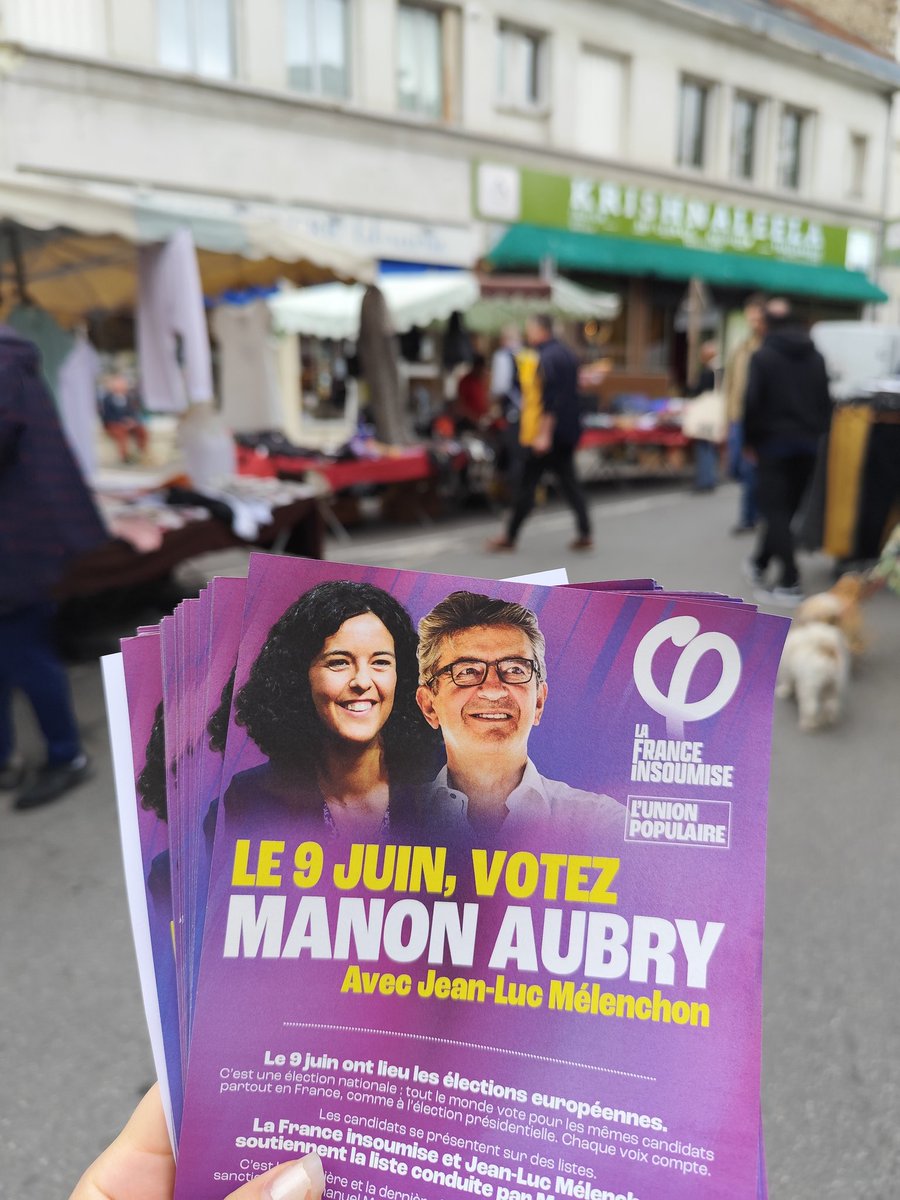 📌 J-14 - De retour aux Lilas ce matin pour appeler à voter pour la liste de Manon Aubry aux #ElectionsEuropéennes ! Le 9 juin on vote Union populaire 🔥 Merci aux camarades qui tous les jours sont mobilisés dans cette campagne 👏👏