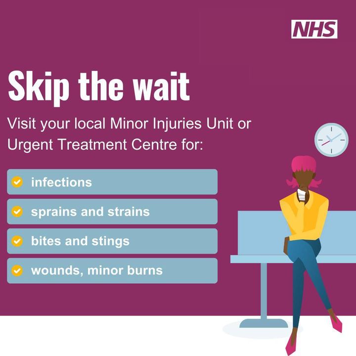 A&E departments are currently extremely busy. If you need urgent care, a Minor Injuries Unit (MIU) might be the best place to go. They can help with things like sprains and strains, eye problems and minor head injuries. For more advice visit: bit.ly/3wqA3TC