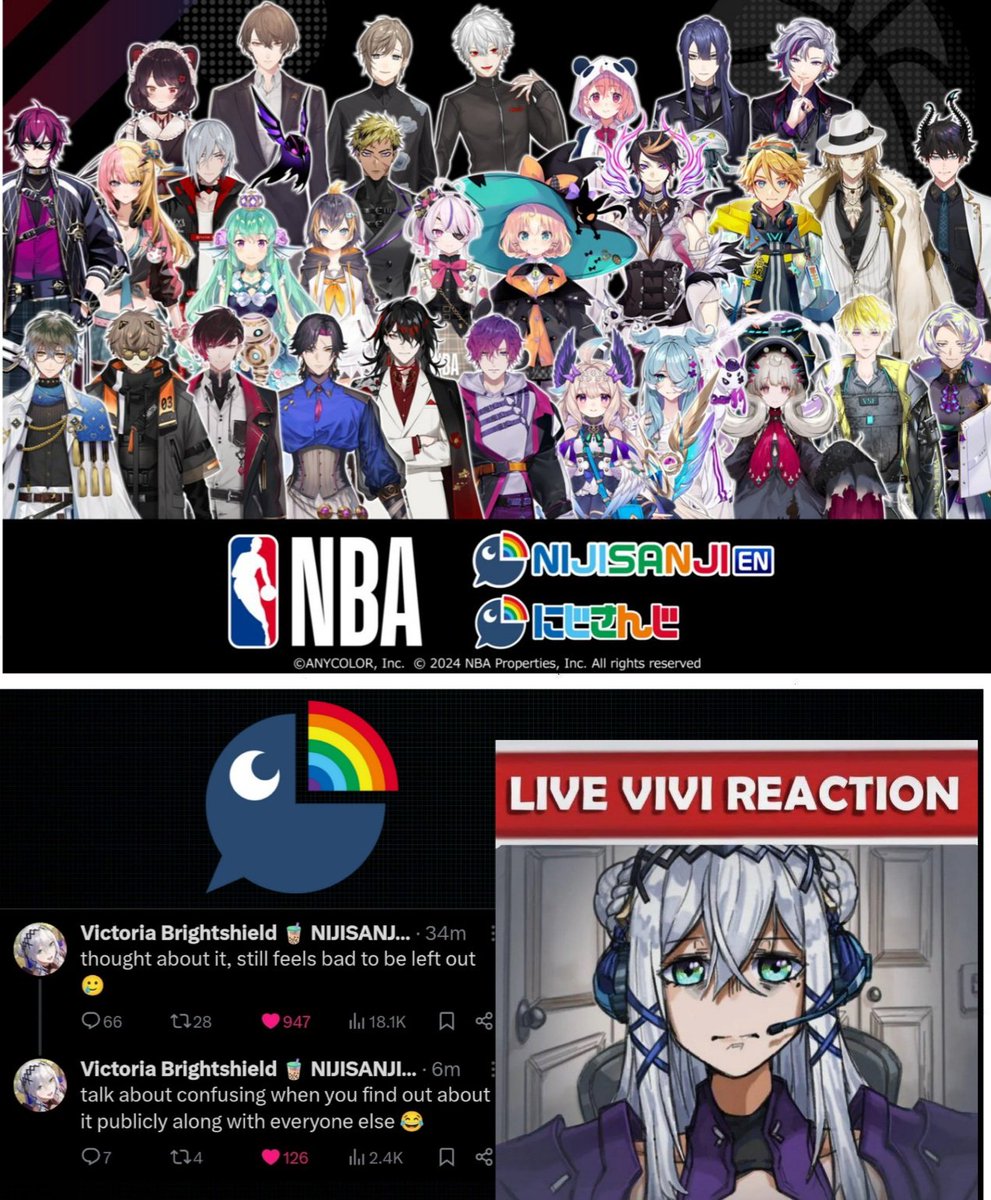 KUROsanji Vtuber : Victoria Brightshield expresses her frustration after being EXCLUDED from the recent KUROsanji  X NBA Collaboration 

#PositiveSpamForNIJIEN #NIJISANJI #NIJISANJI_EN #NIJIEN_Livers #niji #NBATwitterLive #NBAbasketball
#sinktheyacht #SINKTHEYACHT #VtuberUprsing