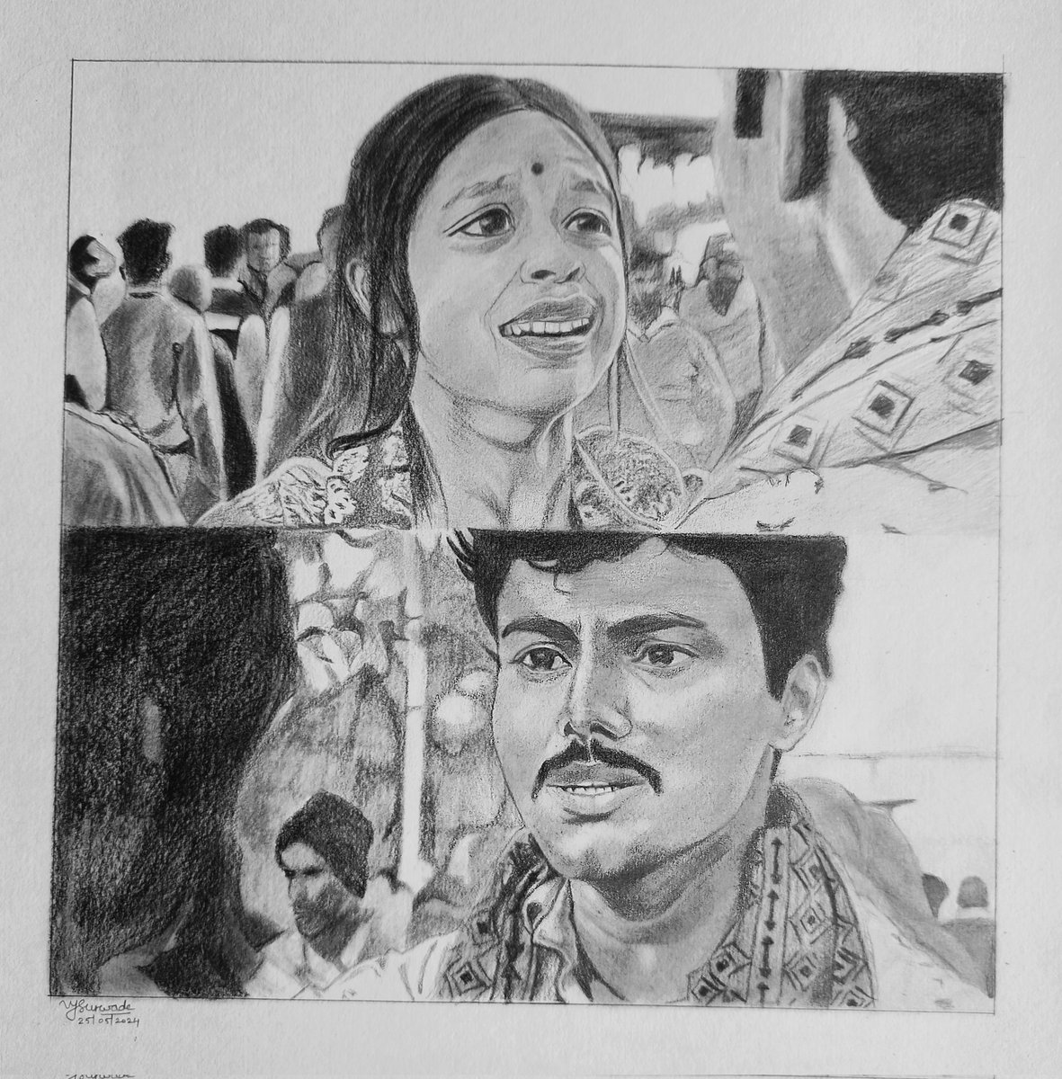 Nitanshi Goel (phool kumari) and Sparsh Shrivastava (deepak kumar) from one of the good movies Laapata ladies..
Sketch using Various graphite pencils..
Size 22x22cm..
#art #artoftheday #sketch #sketchoftheday #drawing #drawingoftheday #laapataaladies #bollywood #movie