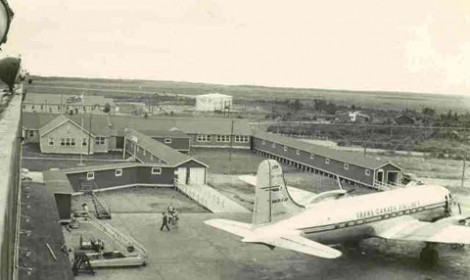 TCA Northstar at the domestic terminal in Gander c. 1955. There were 2 terminals at the airport in post WWII. The international terminal at H22 adjoined to the domestic terminal by a covered walkway so domestic passengers could enjoy the amenities on the international side.