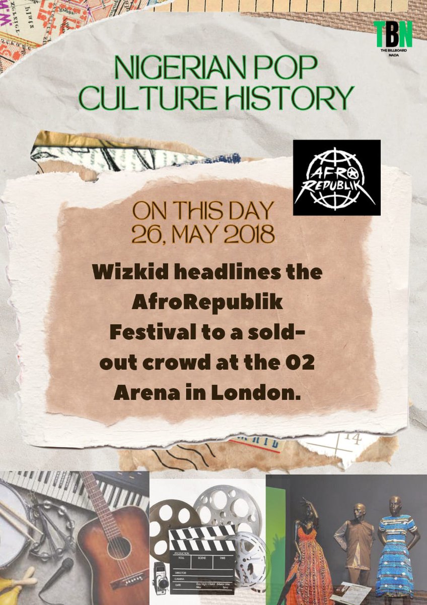 📜 ON THIS DAY 📜 🗓️ 26, May 2018 🗓️ @wizkidayo headlines the AfroRepublik Festival to a sold-out crowd at the 02 Arena in London. - This was the first for an Afrobeats show in the UK. - The concert was a showcase of African brilliance with stellar performances from Wizkid,