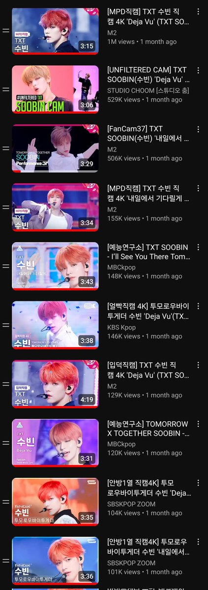 soobincharts's tweet image. [240526] Youtube 📺

"Soobin's 10 Fancams from Tomorrow Era surpassed 100k views"

&amp;gt;Mcountdown Deja vu (240404) Fancam Surpaased 1M views
&amp;gt;Studio Choom Deja vu Fancam Surpaased 500k views
&amp;gt;Performance 37 ISYTT Fancam Surpaased 500k views

#StreamingSoobin 
#SOOBIN #수빈 #スビン
