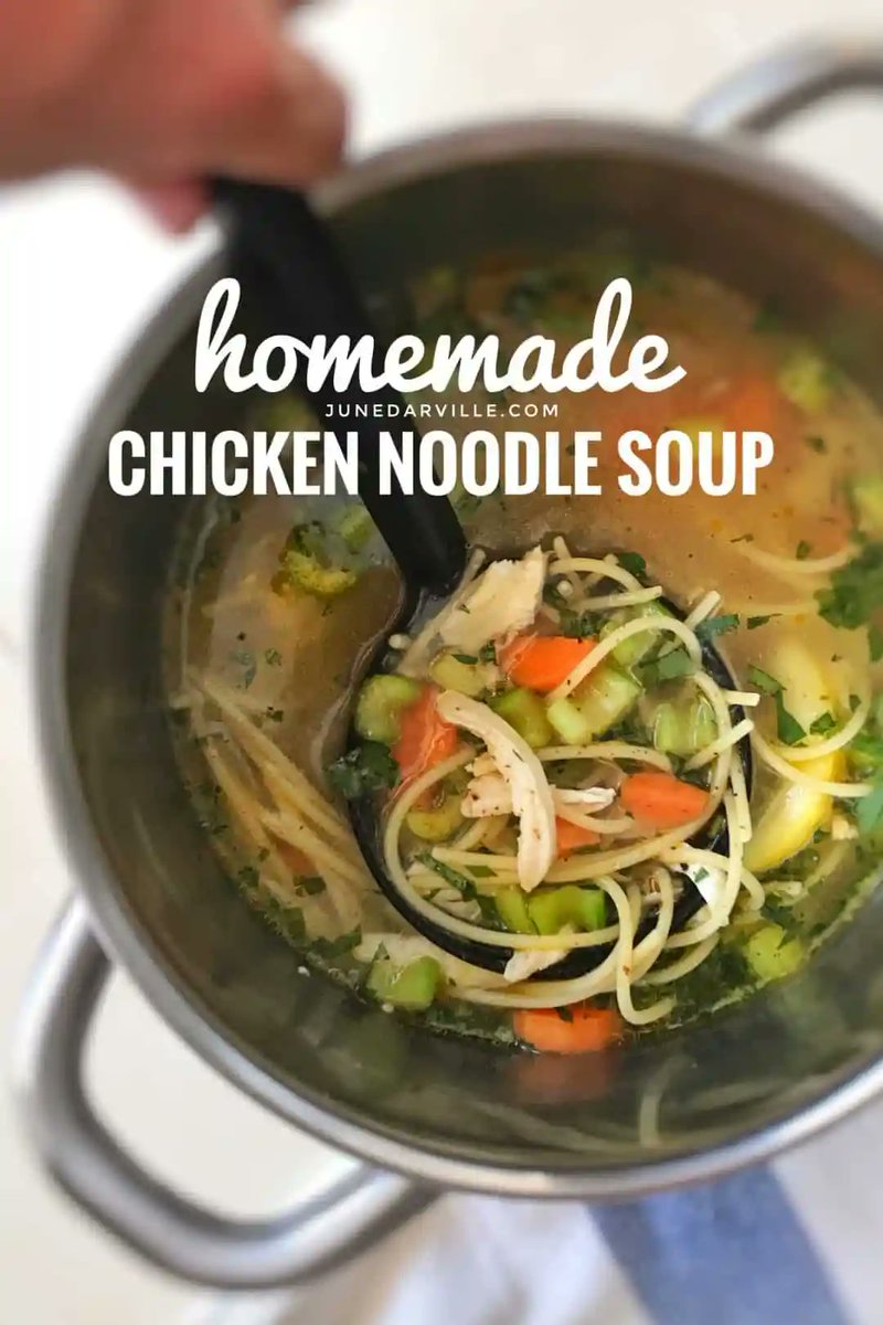 ❤️ 𝐇𝐨𝐦𝐞𝐦𝐚𝐝𝐞 𝐂𝐡𝐢𝐜𝐤𝐞𝐧 𝐍𝐨𝐨𝐝𝐥𝐞 𝐒𝐨𝐮𝐩 ❤️ A good old classic #soup, shredded chicken, al dente pasta and chunky vegetables in a flavorful homemade #chicken broth! ❤️ 𝐑𝐞𝐜𝐢𝐩𝐞 >> junedarville.com/homemade-chick…