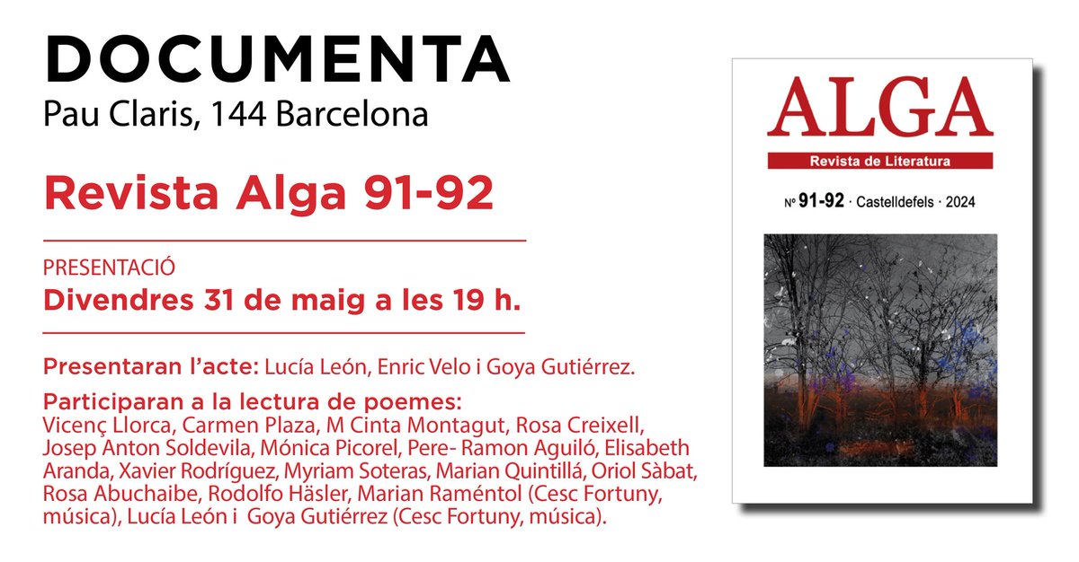 El próximo viernes, en Documenta, presentación del último número de la revista Alga, preciosa en fondo y forma. Os esperamos. 📚🌊