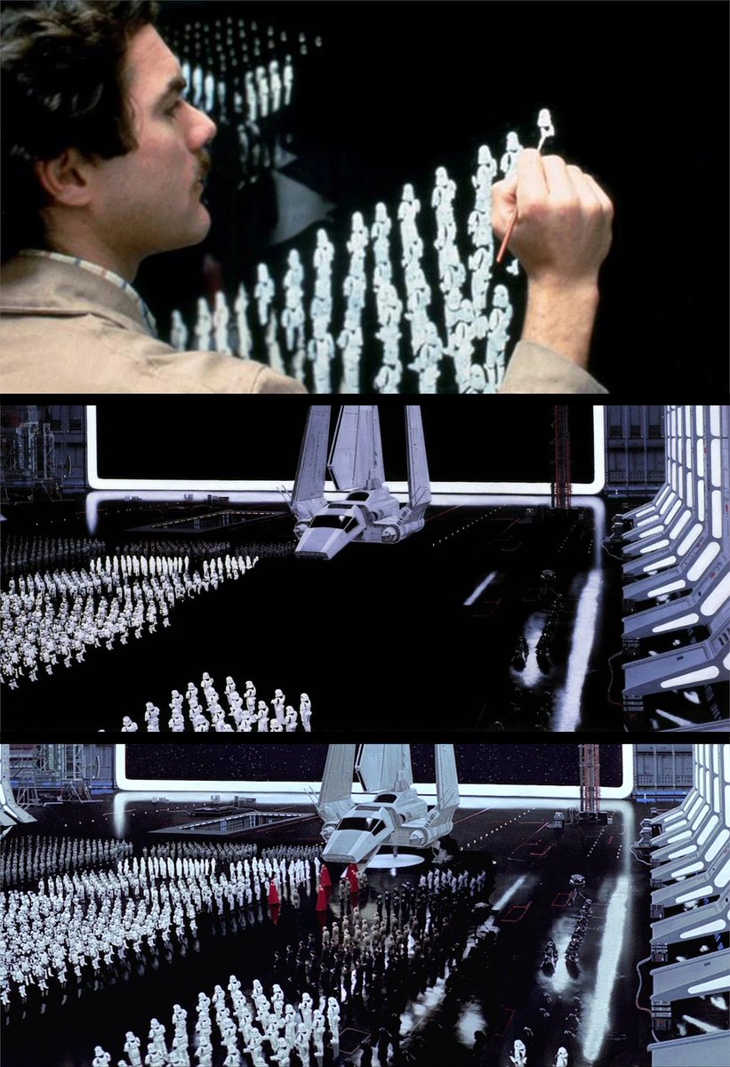 The film included some fantastic used of matte painting and scale model effects too. Below is Christopher Evans creating some of the artwork. Did you realise it’s a matte painting? 34/38