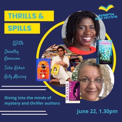 Join the 'Queen of the Big Reveal' @DorothyKoomson at #BrightonBookFestival on 22nd June for a thrilling panel with @TahaKehar and @TangledRoots1
 
Book now 👉brightonbookfestival.co.uk/products/thril…